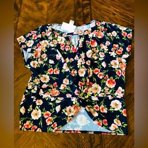 NWT women emi &joe’s floral colorful short sleeves summer top blouse size 2x